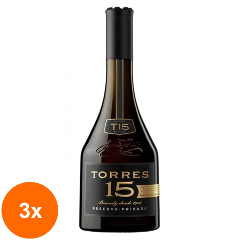 Set 3 x Brandy Reserva Privada T15 Miguel Torres, 40% Alcool, 0.7 l