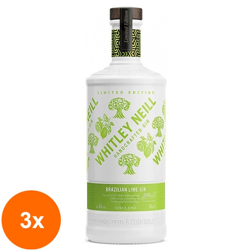 Set 3 x Gin Whitley Neill Brazilian Lime, 43% Alcool, 0.7 l