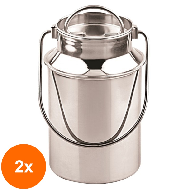 Set 2 x Oala din Inox pentru Lapte cu Capac si Maner, 1.7 l, Grunberg