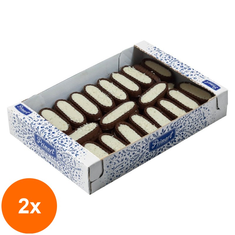 Set 2 x Biscuiti Cacao cu Crema de Cocos si Fulgi Cocos, Primart, 1.2 kg