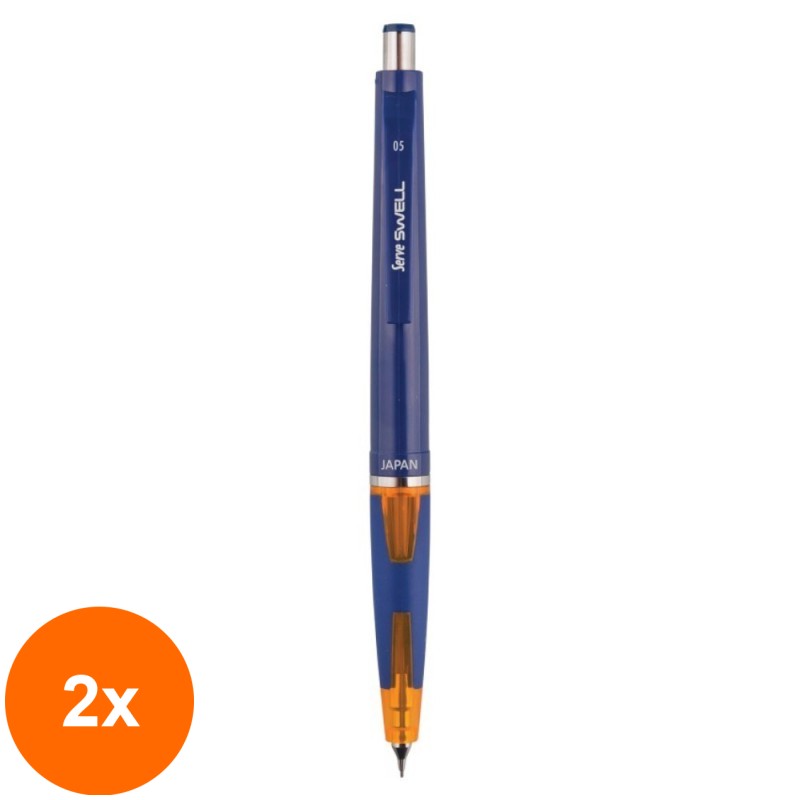 Set 2 x Creion Mecanic, 0.5 mm, Albastru cu Portocaliu, Swell Office