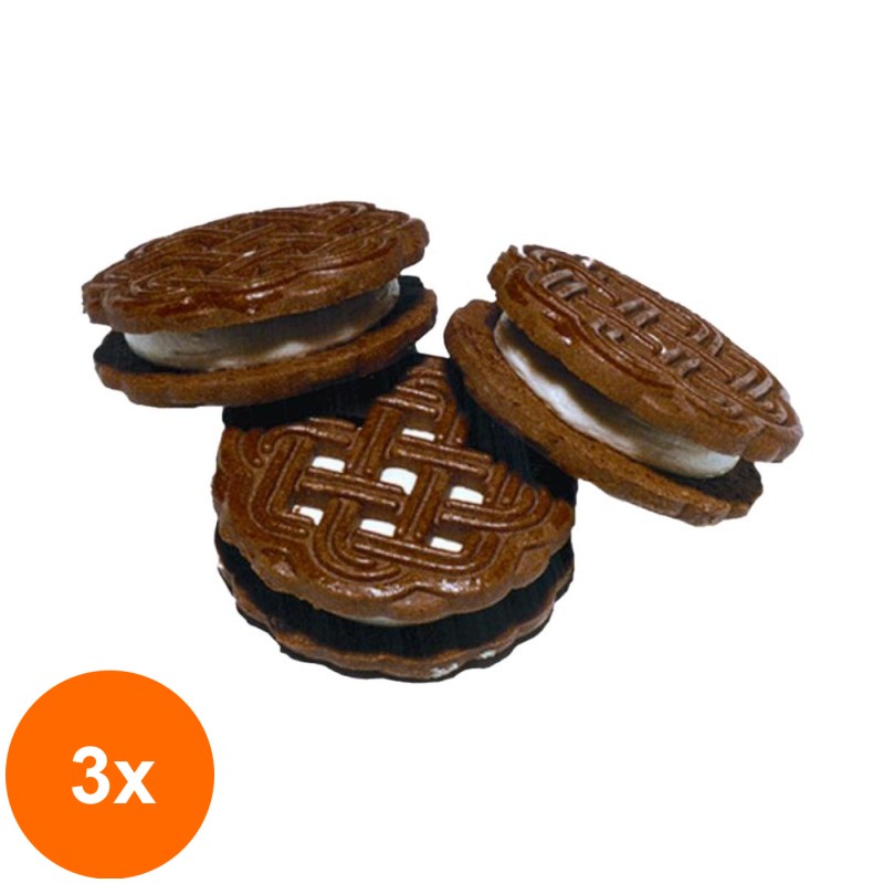 Set 3 x Biscuiti cu Cacao si Crema de Nuca de Cocos, Primart 900 g