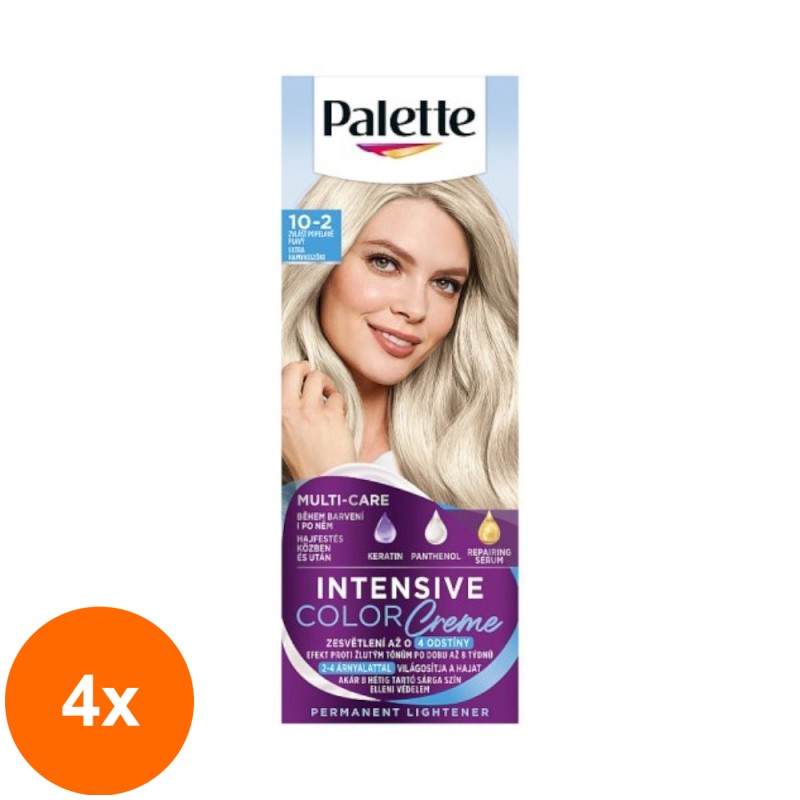 Set 4 x Vopsea de Par Permanenta Palette Intensive Color Creme A10 Blond Cenusiu, 110 ml