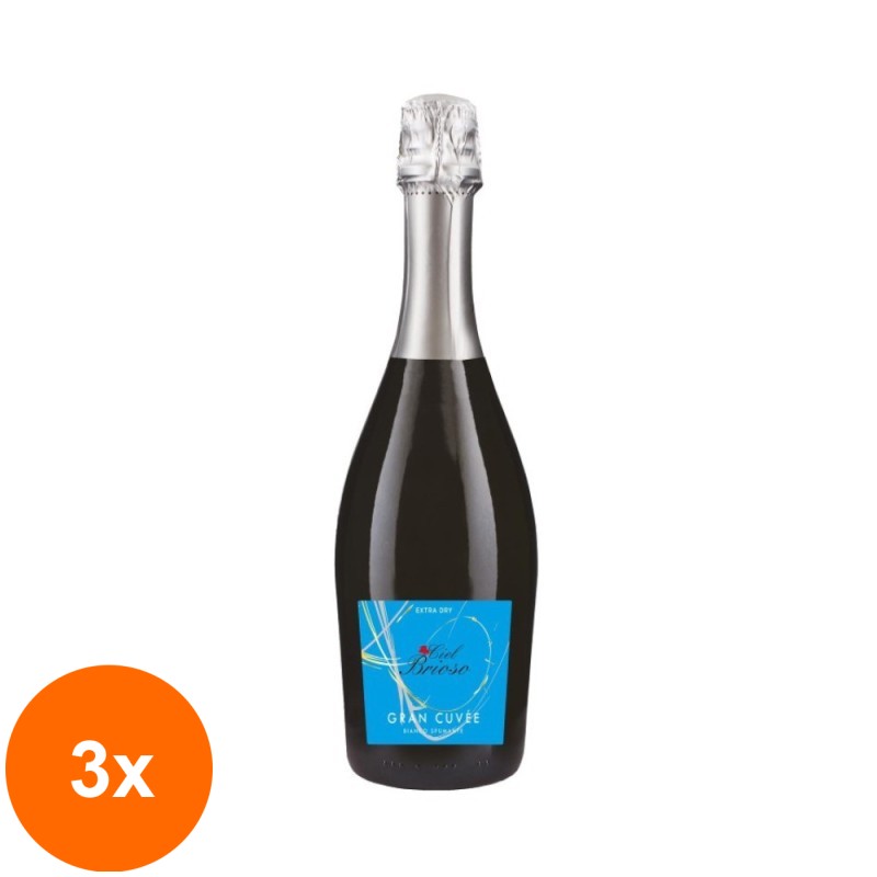 Set 3 x Vin Spumant Alb Col Brioso Gran Cuvee Extra Dry, 0.75 l