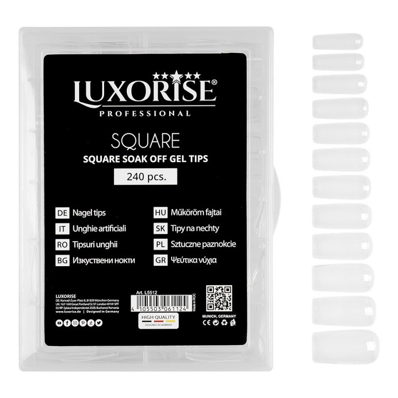 Tipsuri Unghii Dizolvabile Soak Off, Square Full Nail, 240 Bucati