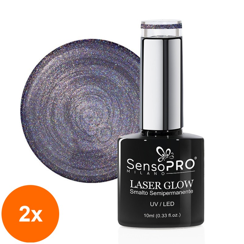 Set 2 x Oja Semipermanenta Holografica Laser Glow SensoPRO Milano 10 ml, Galaxy Vibe 05