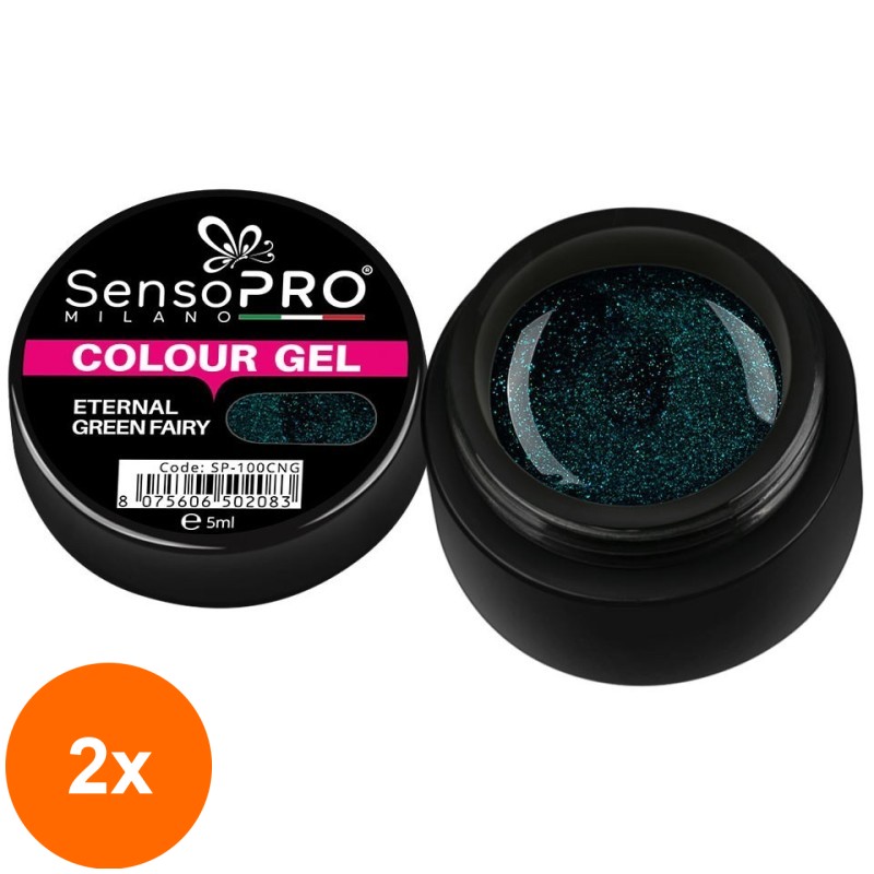 Set 2 x Gel Uv Colorat Eternal Green Fairy 5 ml, SensoPRO Milano