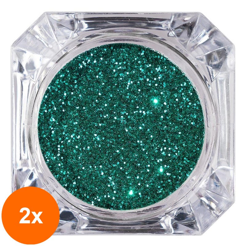 Set 2 x Sclipici Glitter Unghii Pulbere Luxorise, Emerald Green