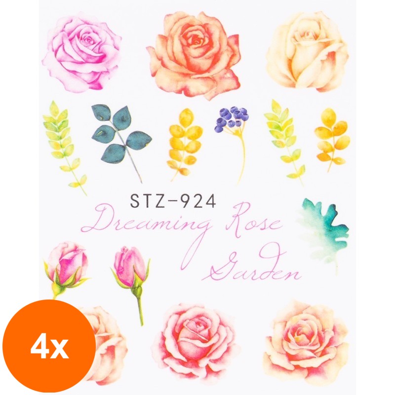 Set 4 x Tatuaj Unghii Luxorise Flower Forever, Stz-924