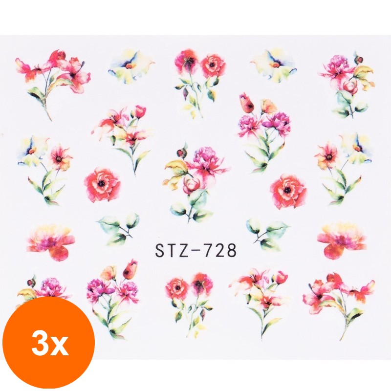 Set 3 x Tatuaj Unghii Luxorise Flower List, Stz-728