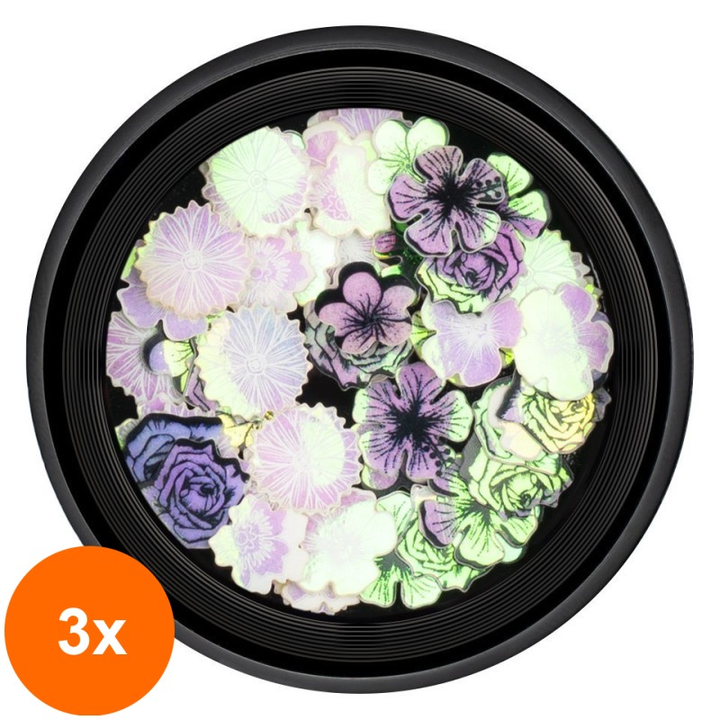 Set 3 x Decoratiuni Unghii Nail Art Luxorise, Flower Escape