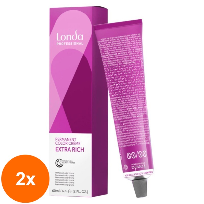 Set 2 x Vopsea de Par Permanenta Londa Professional Extra Rich, 8/73 Blond Deschis Maroniu Auriu, 60 ml