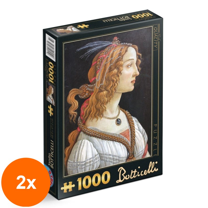 Set 2 x Puzzle 1000 Piese D-Toys, Sandro Botticelli, Idealised Portrait of a Lady