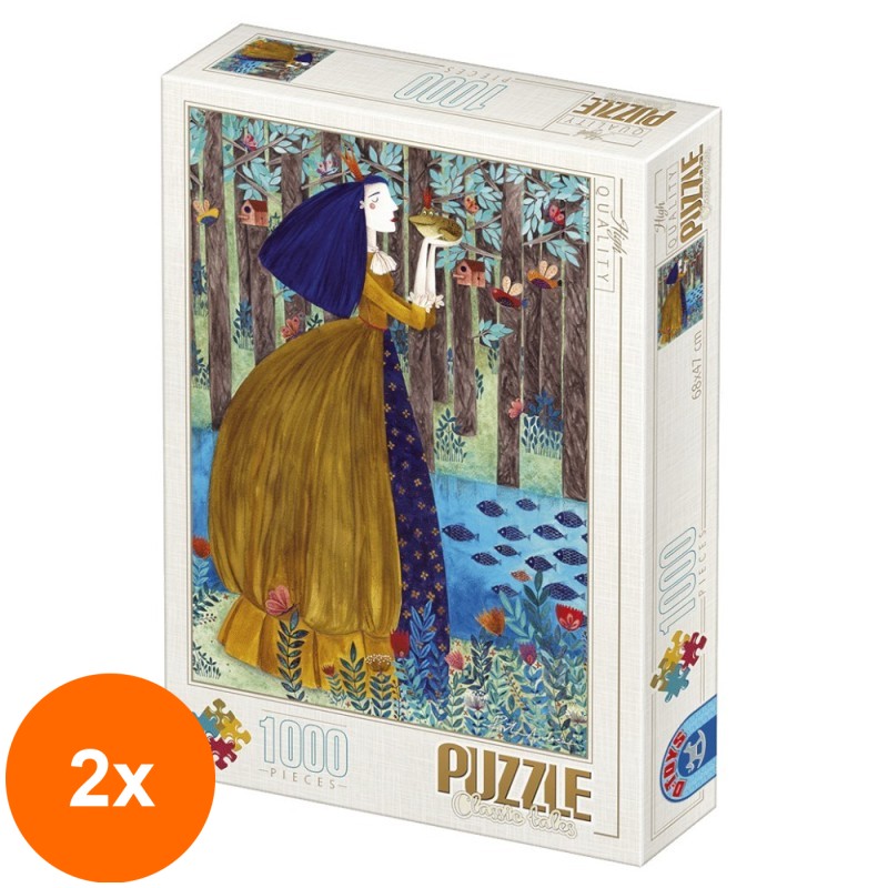 Set 2 x Puzzle 1000 Piese D-Toys, Printesa si Broscoiul de Kurti Andrea
