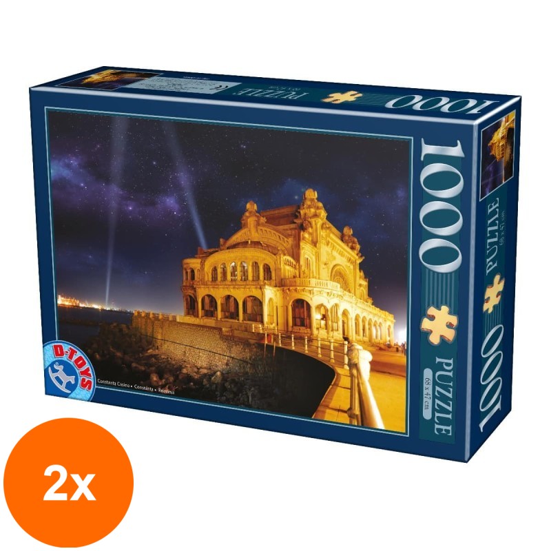 Set 2 x Puzzle 1000 Piese D-Toys, Cazinoul din Constanta, Noaptea