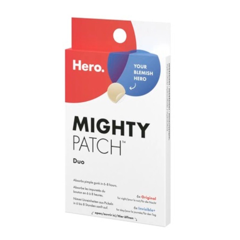 Plasturi Antiacnee, Hero Mighty Patch Duo, 6 Bucati Zi si 6 Bucati Noapte, pentru Tratarea Cosurilor cu Puncte Albe