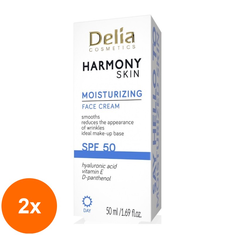 Set 2 x Crema de Fata Hidratanta Delia Harmony, SPF 50, 50 ml