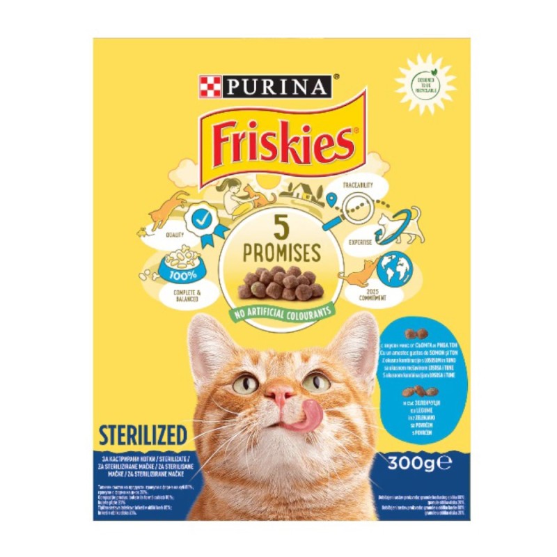 Hrana Uscata pentru Pisici, Purina, Friskies Sterilised, Somon si Legume, 300 g