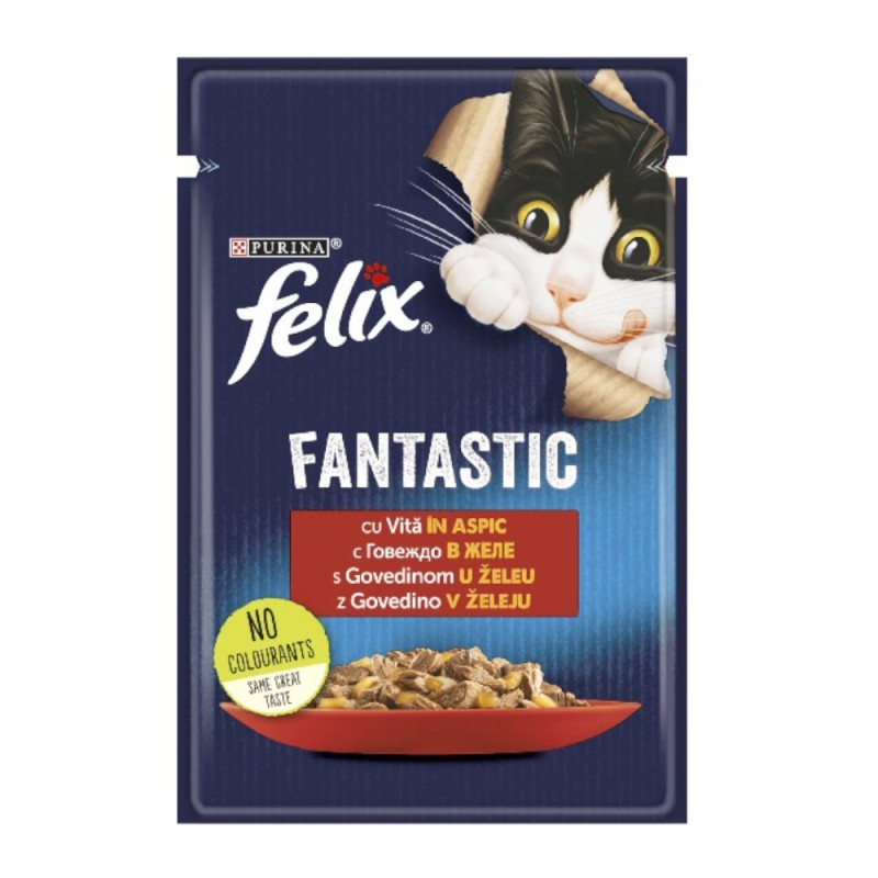 Hrana Umeda pentru Pisici, Purina, Felix, Vita in Aspic, 85 g