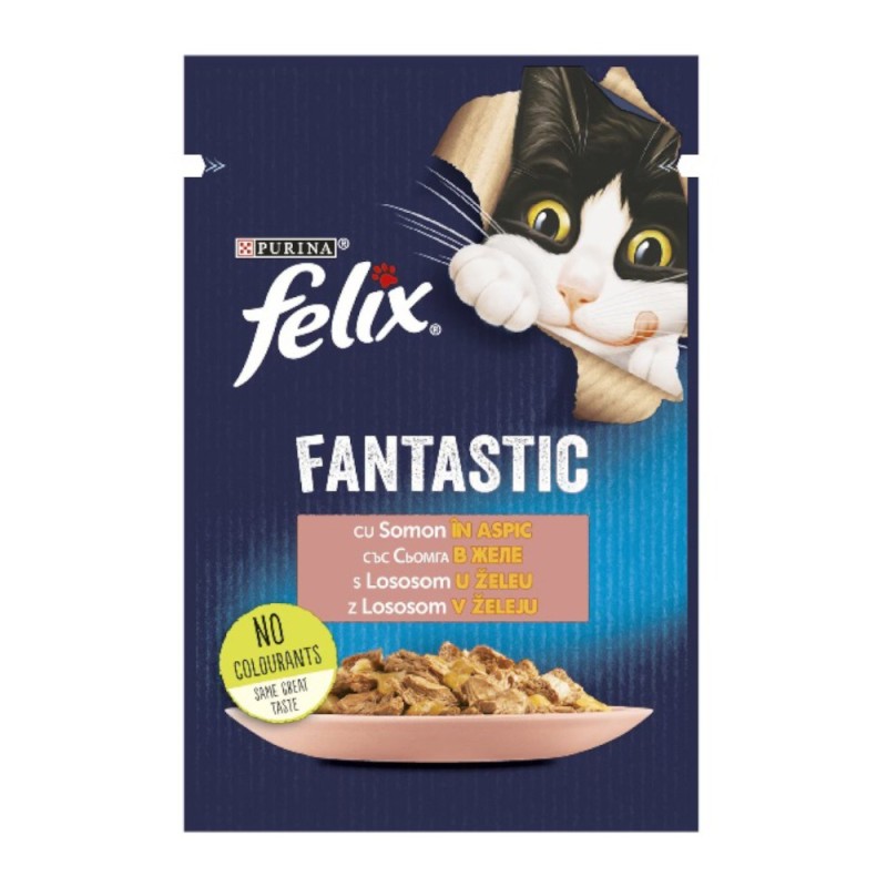 Hrana Umeda pentru Pisici, Purina, Felix, Somon in Aspic, 85 g