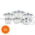 Set 2 x 6 Cratite cu Capace din Sticla, din Inox, Grunberg