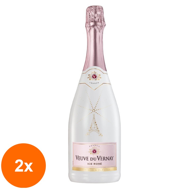 Set 2 x Vin Spumant Rose, Demisec, Veuve Du Vernay Ice, 0.75 l