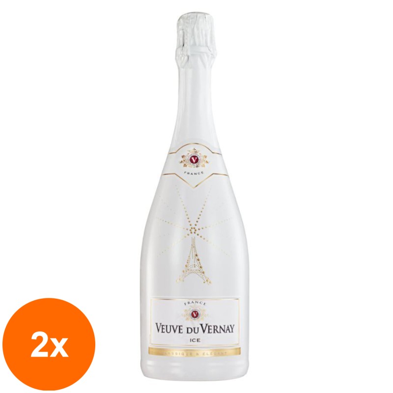 Set 2 x Vin Spumant Alb, Demisec, Veuve Du Vernay Ice, 0.75 l