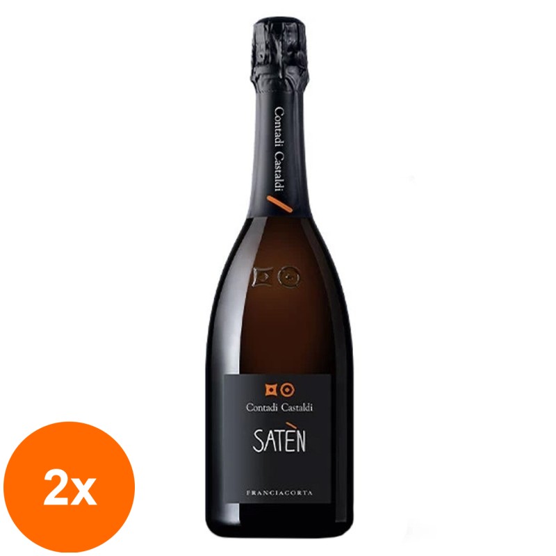 Set 2 x Vin Spumant Alb Brut Contadi Castaldi Saten Franciacorta, 0.75 l