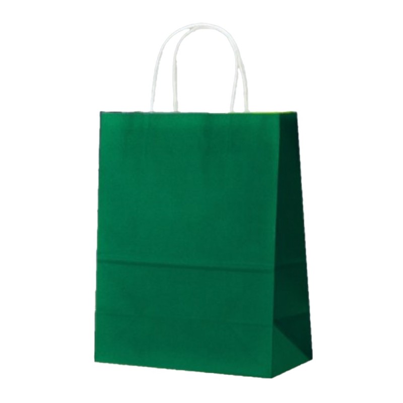 Pungi din Hartie cu Manere, Verde Inchis, Interior Alb, 32 x 12 x 41 cm, 100 Bucati