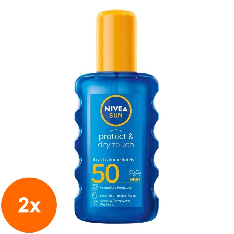 Set 2 x Spray cu Protectie Solara Nivea Sun Protect and Dry Touch, Spf 50, 200 ml