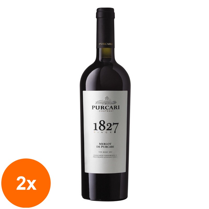 Set 2 x Vin Rosu Sec, Purcari 1827 Merlot, 0.75 l