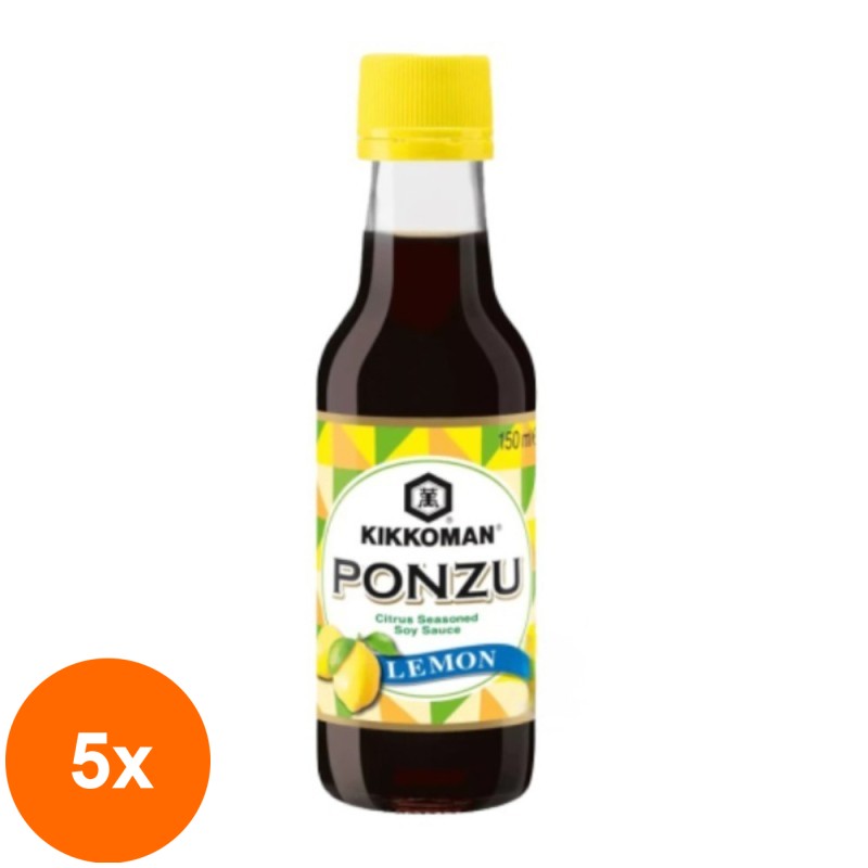 Set 5 x Sos de Soia cu Lamaie, Kikkoman Ponzu, 150 ml