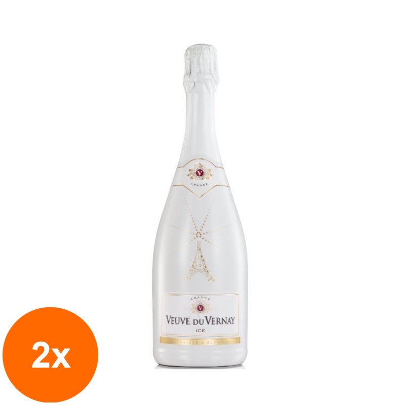 Set 2 x Vin Spumant Veuve Du Vernay Ice, 0% Alcool, Alb Demisec, 0.75 l