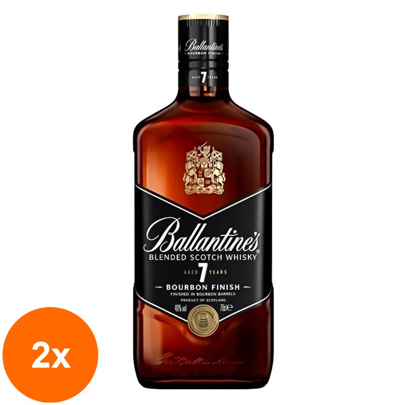 Set 2 x Whisky Ballantine's, Finest Blended, 7 Ani, 40% Alcool, 0.7 l