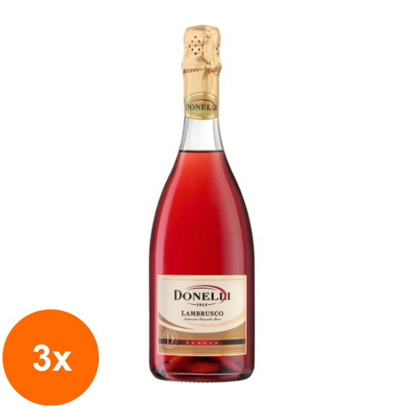 Set 3 x Vin Spumant Roze Lambrusco Rosato IGT Emilia Donelli, 0.75 l