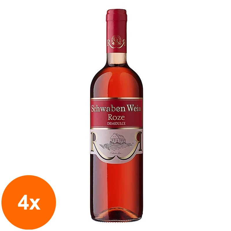 Set 4 x Vin Schwaben Wein Cramele Recas, Rose Demidulce, 0.75 l