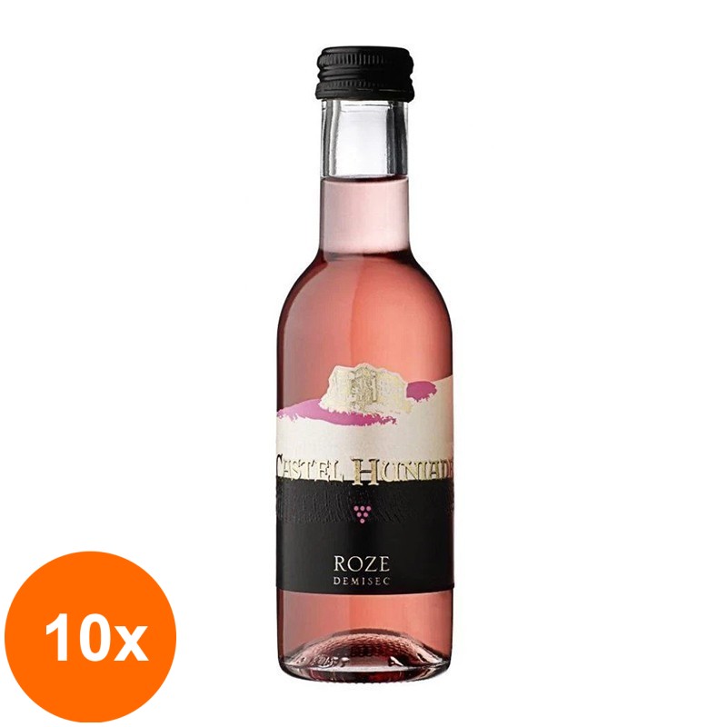 Set 10 x Vin Castel Huniade Cramele Recas, Rose Demisec, 187 ml