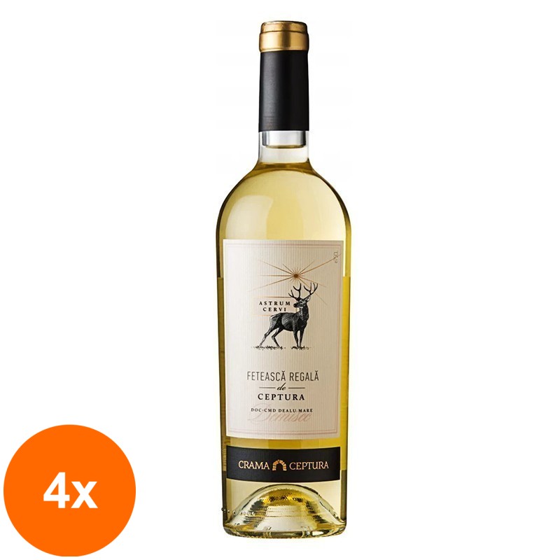 Set 4 x Vin Astrum Cervi Ceptura Feteasca Regala, Alb Demisec, 0.75 l