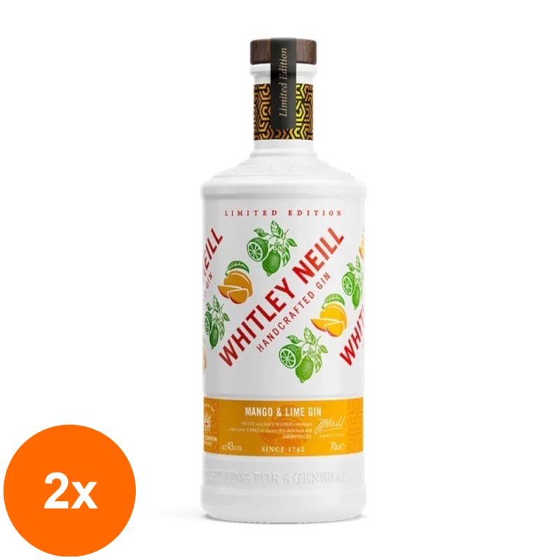 Set 2 x Gin Whitley Neill, Mango si Lime, 43% Alcool, 0.7 l