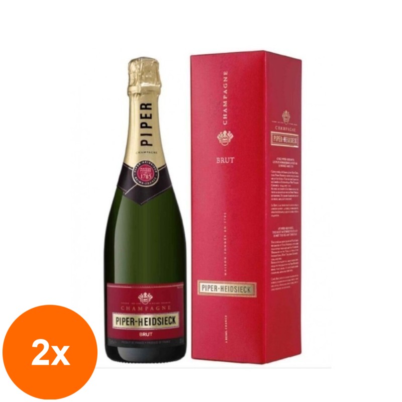 Set 2 x Sampanie Brut Non Vintage Caviste Piper Heidsieck, Cutie Carton, 12 % Alcool, 0.75 l