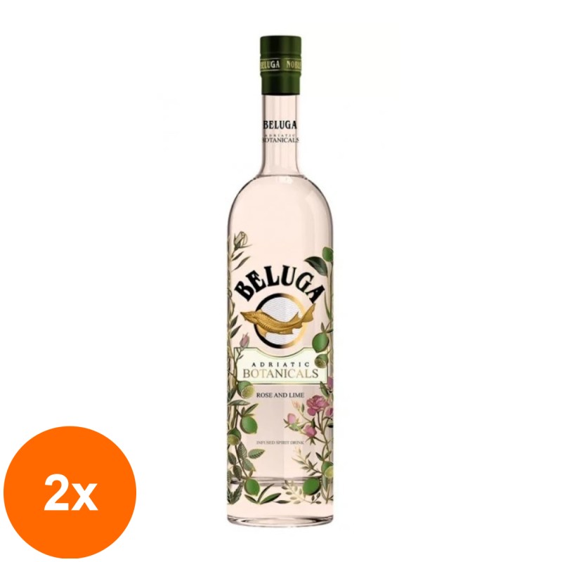 Set 2 x Vodka Beluga Botanicals, Trandafir si Lime, 30% Alcool, 0.7 l