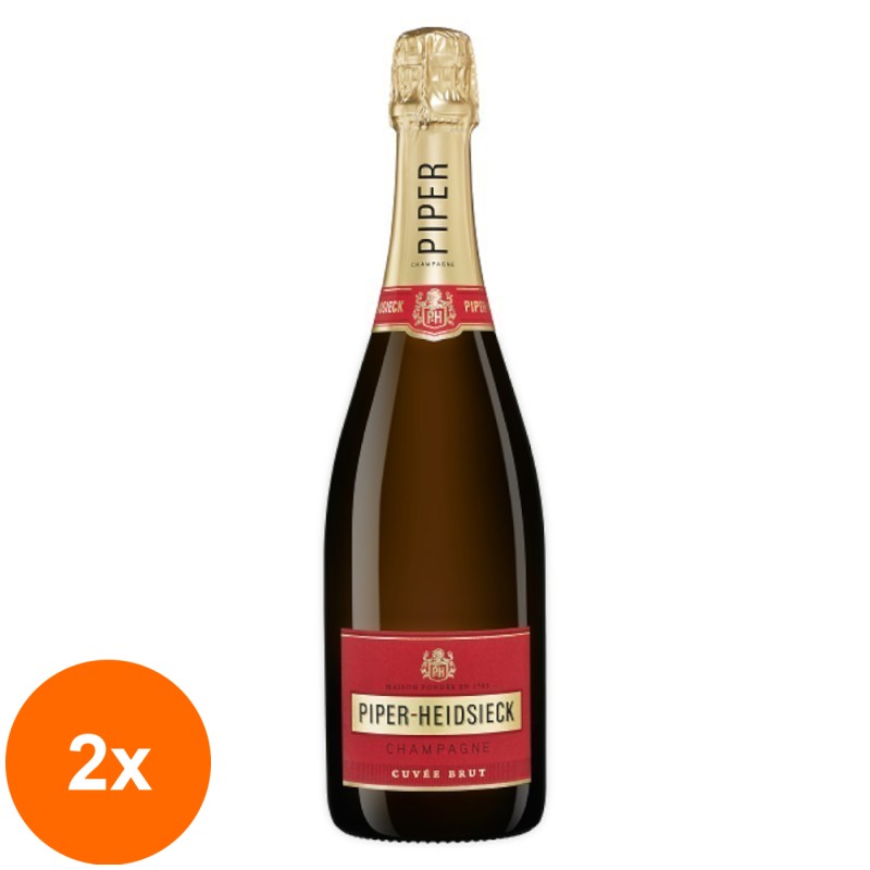 Set 2 x Sampanie Brut Non Vintage Piper Heidsieck, Sleeve, 12% Alcool, 0.75 l