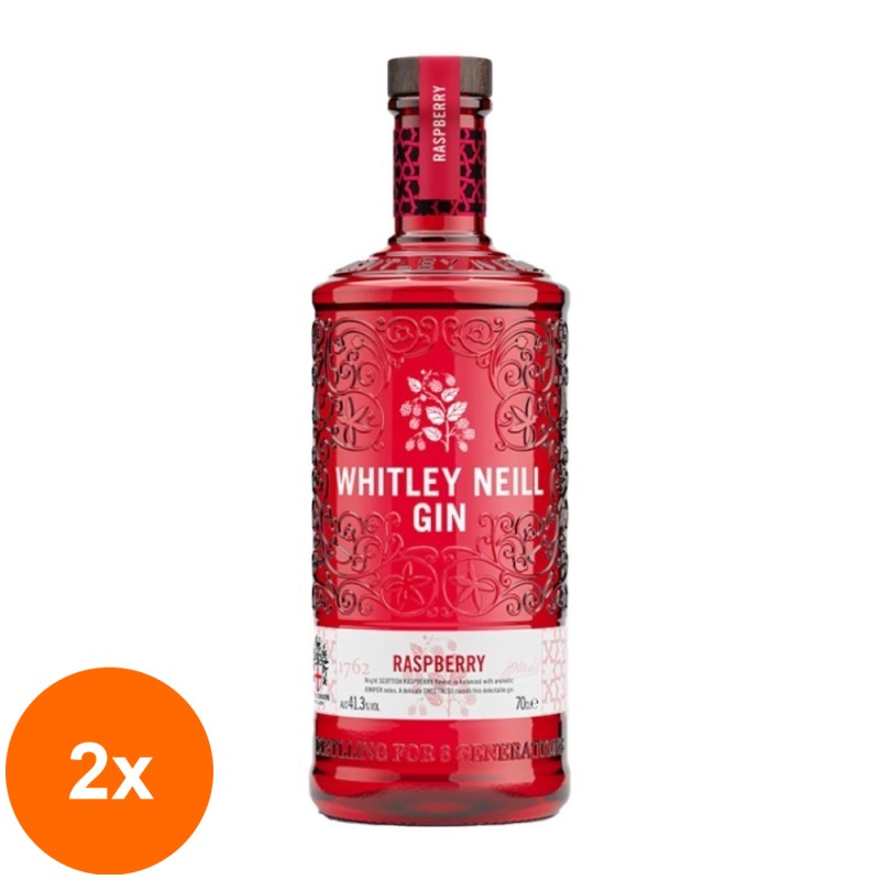 Set 2 x Gin Whitley Neill, Zmeura, 41.3% Alcool, 0.7 l