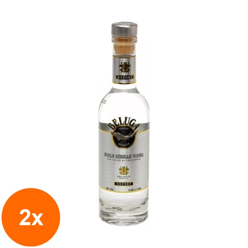 Set 2 x Vodka Beluga Noble, 40% Alcool, 0.05 l