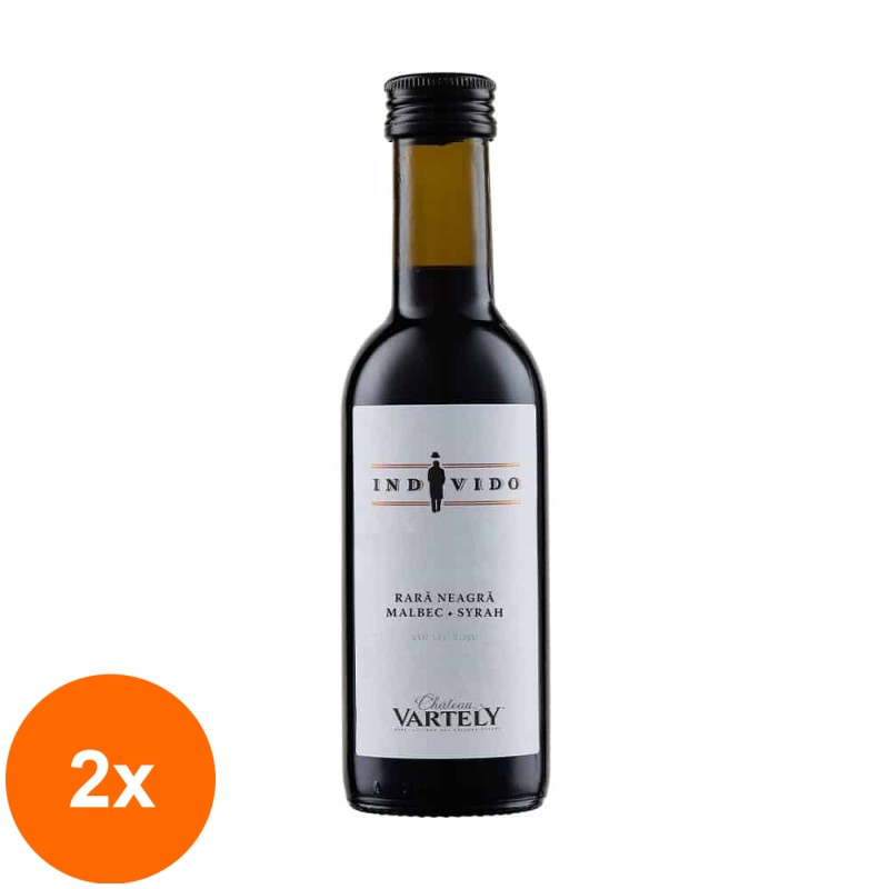 Set 2 x Vin Chateau Vartely Individo, Rara Neagra, Malbec si Syrah, Rosu Sec, 0.187 l