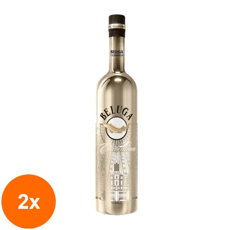 Set 2 x Vodka Beluga Celebration, 40% Alcool, 0.7 l