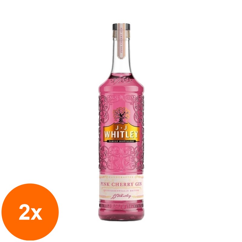 Set 2 x Gin Pink Cherry Jj Whitley, Alcool 38%, 0.7 l