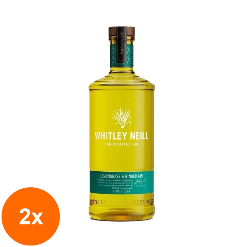 Set 2 x Gin Lemongrass si Ghimbir, Lemongrass & Ginger 43% Alcool, 1 l