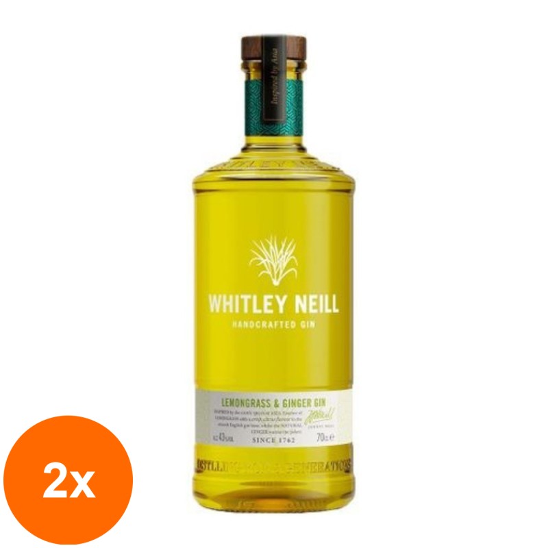 Set 2 x Gin Lemongrass si Ghimbir, Lemongrass & Ginger 43% Alcool, 0.7 l