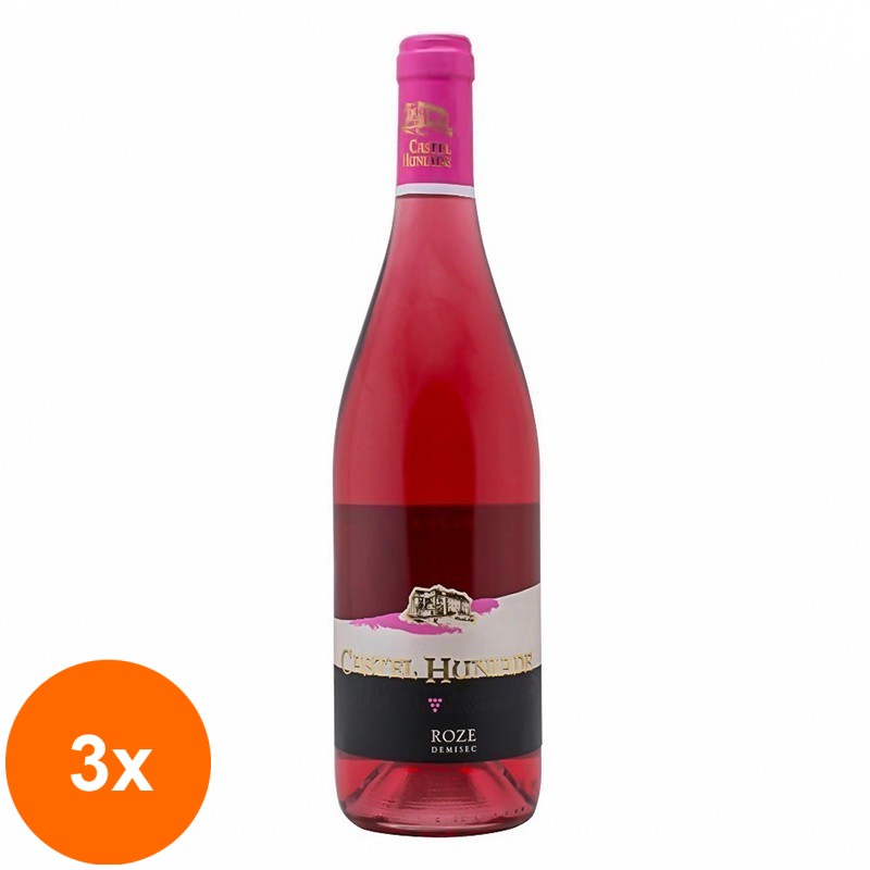 Set 3 x Vin Castel Huniade Cramele Recas, Rose Demisec, 0.75 l